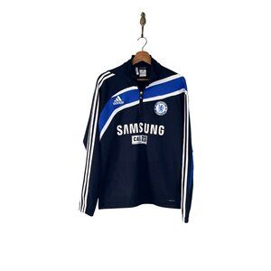 Adidas Chelsea Football Club Samsung CASL Navy Warm Up 1/4 Zip Top Men's Sz. M